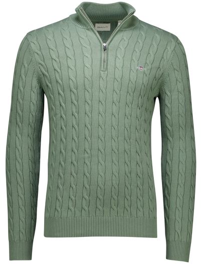 Gant katoenen Gant trui half zip gebreid groen