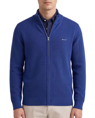 Gant Vest Gant marine blauw Cotton Pique zonder capuchon