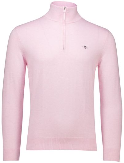 Gant Gant half zip trui effen roze normale fit katoen