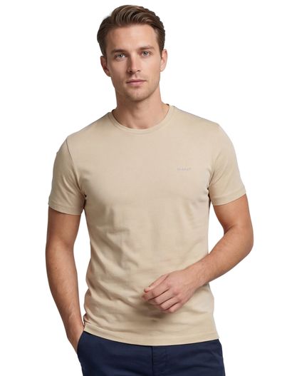 Gant Gant t-shirt beige slim fit effen