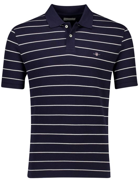 Gant polo donkerblauw gestreept