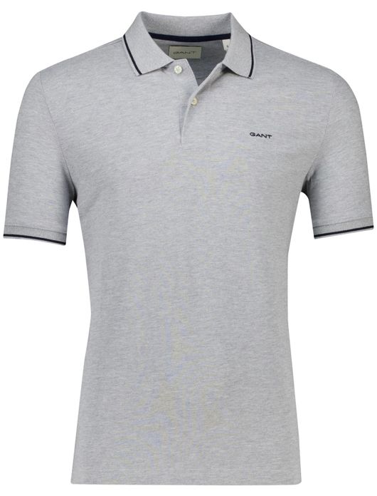 Gant Tipping korte mouw polo grijs pique