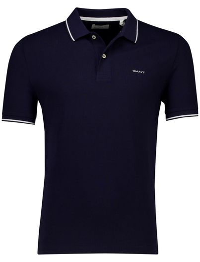 Gant Gant poloshirt pique donkerblauw katoen