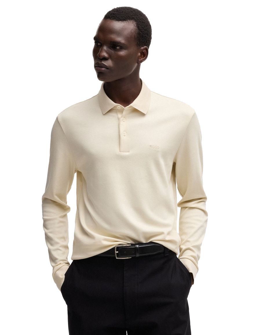 Hugo Boss Black Pado 30 lange mouw polo creme