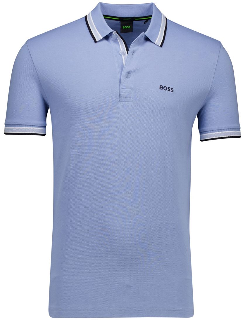 Hugo Boss Green polo lichtblauw regular fit pique effen