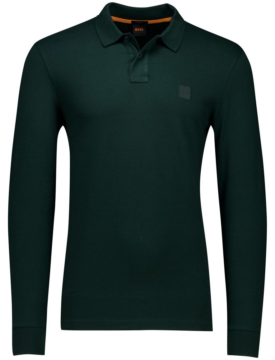 Hugo Boss Orange lange mouwen polo slim fit groen