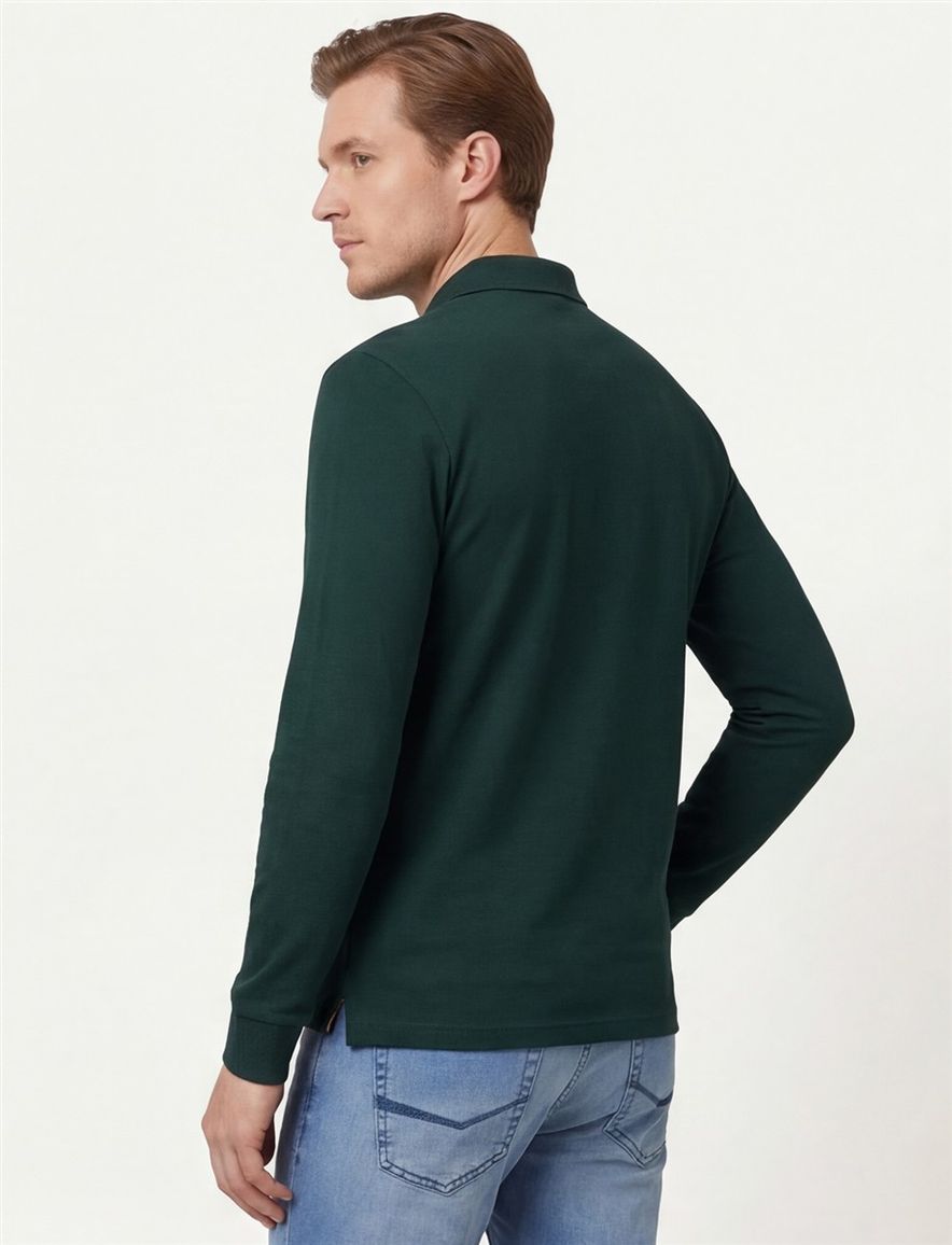 Hugo Boss Orange lange mouwen polo slim fit groen