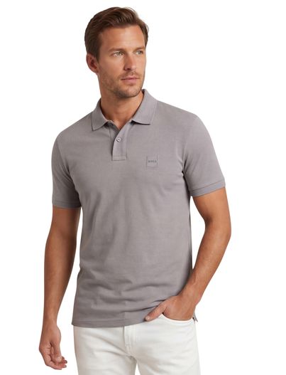 Hugo Boss katoenen Boss orange polo grijs effen slim fit