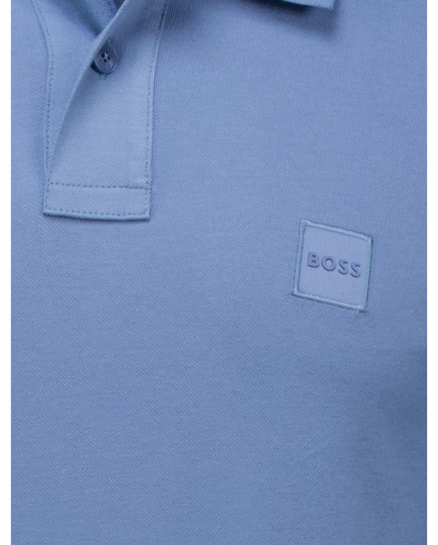 Boss Orange Passenger blauw polo katoen slim fit