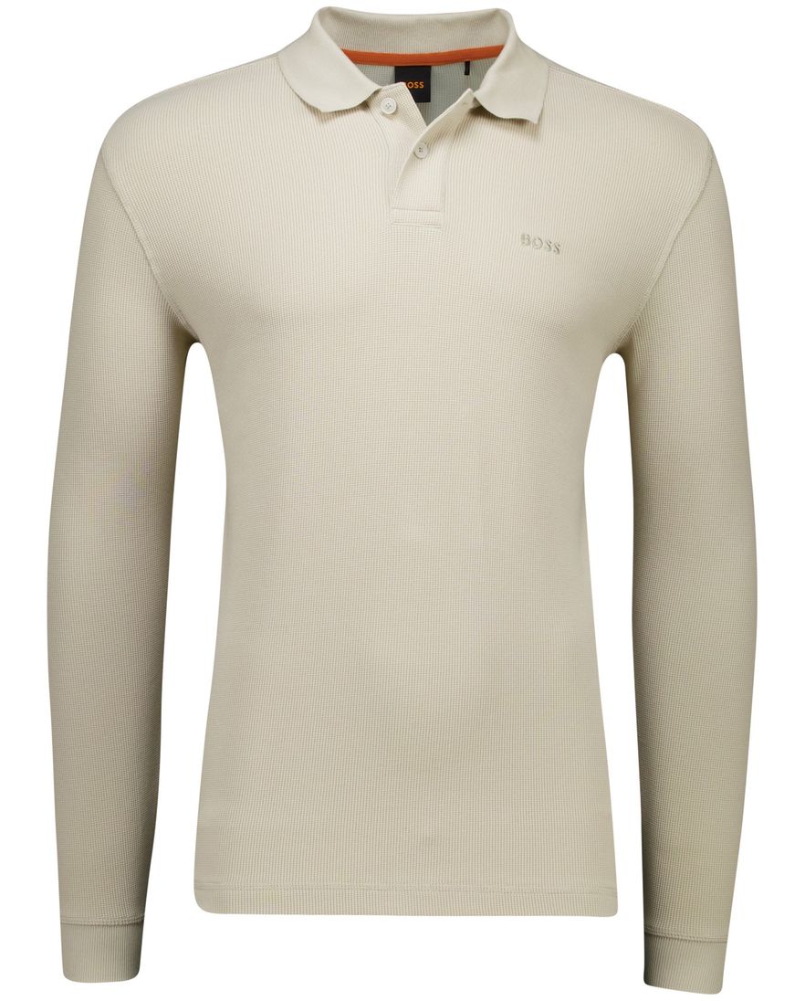 Hugo Boss Orange polo lange mouw beige effen