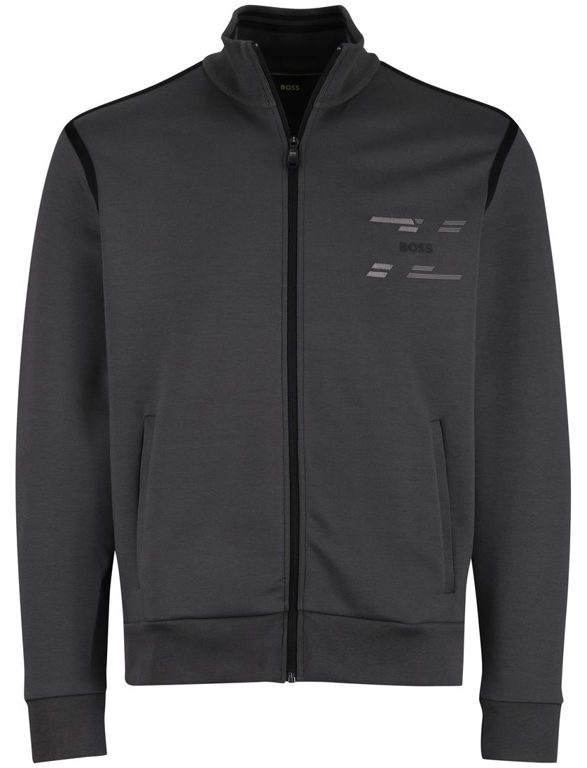 grijs vest Boss Green effen