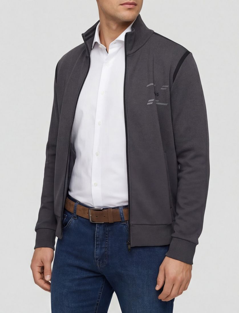 grijs vest Boss Green effen