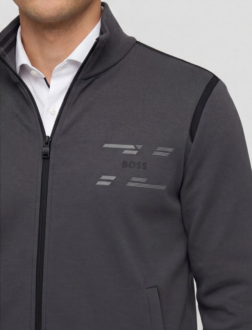 grijs vest Boss Green effen