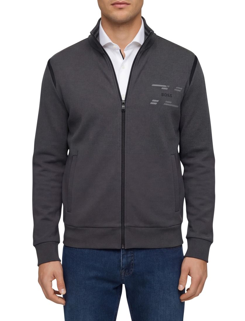 grijs vest Boss Green effen