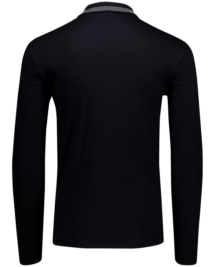 Hugo Boss Black polo slim fit lange mouw zwart