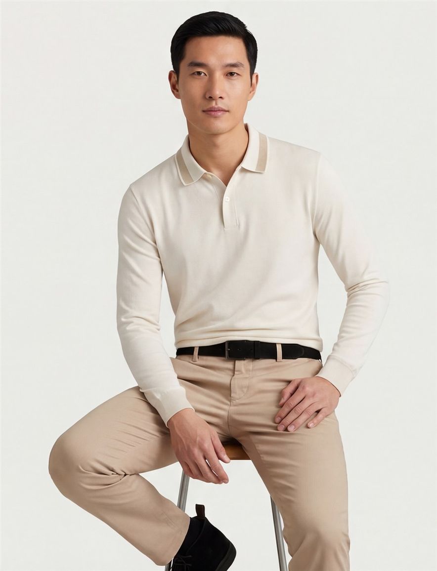 Boss polo lange mouw katoen