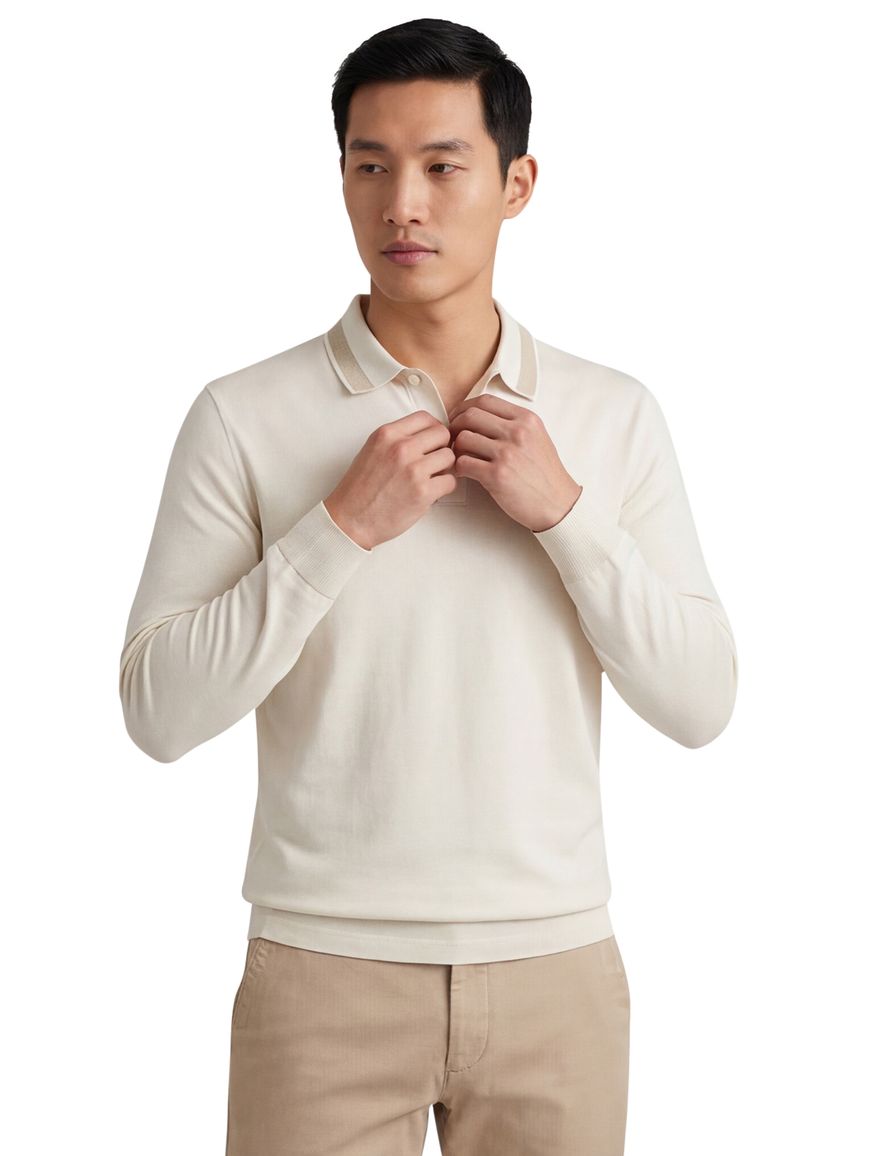 Boss polo lange mouw katoen