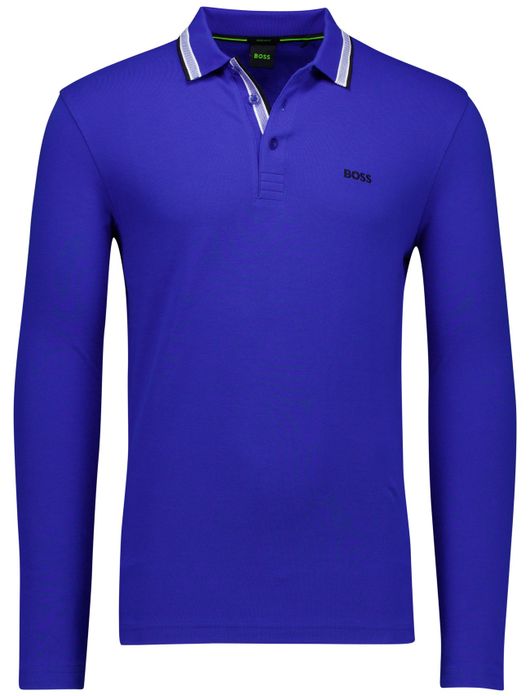 Hugo Boss polo lange mouwen plisy kobalt blauw