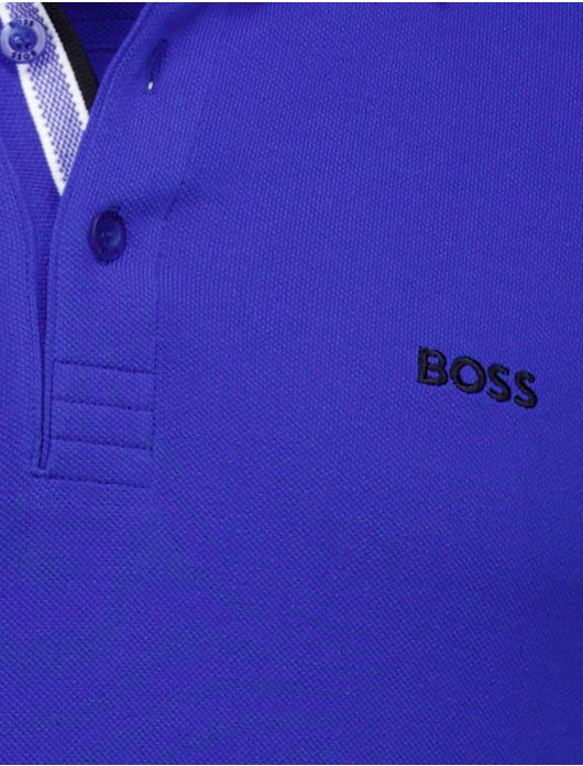 Hugo Boss polo lange mouwen plisy kobalt blauw
