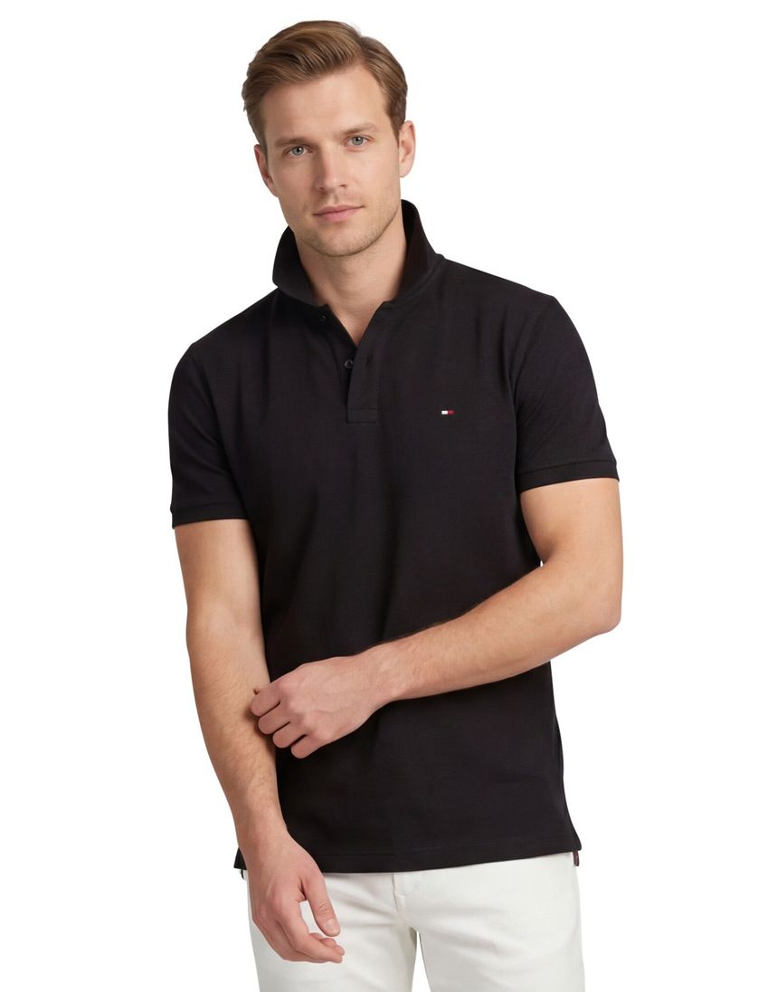Tommy Hilfiger polo zwart effen
