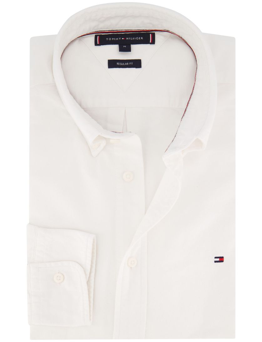 katoenen overhemd Tommy Hilfiger effen wit button-down