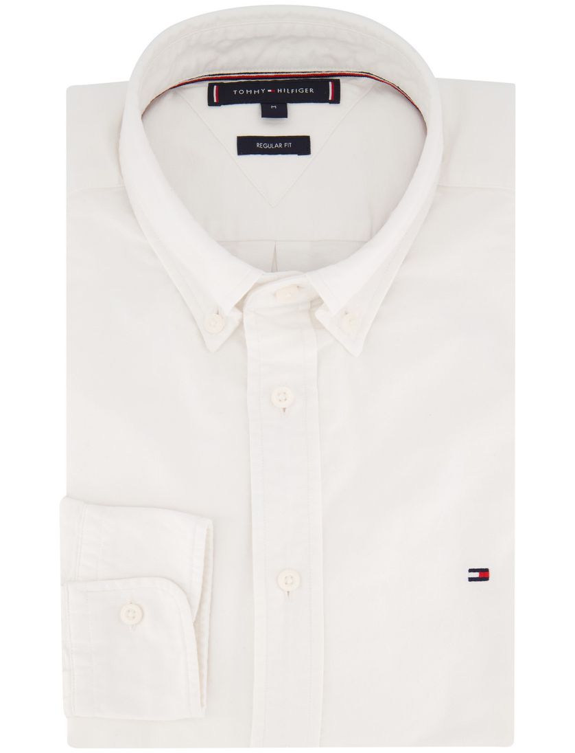 katoenen overhemd Tommy Hilfiger effen wit button-down