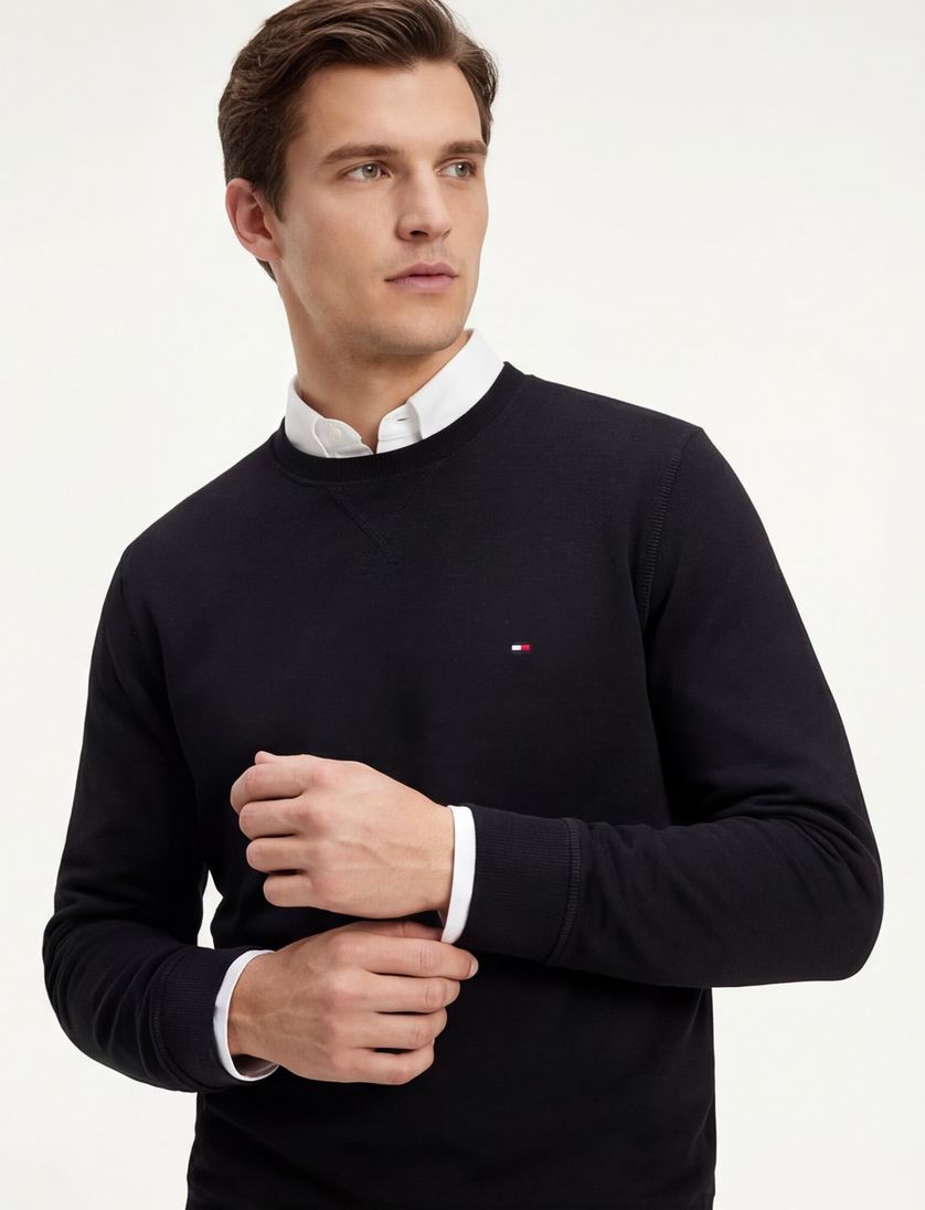 Tommy Hilfiger sweater zwart effen