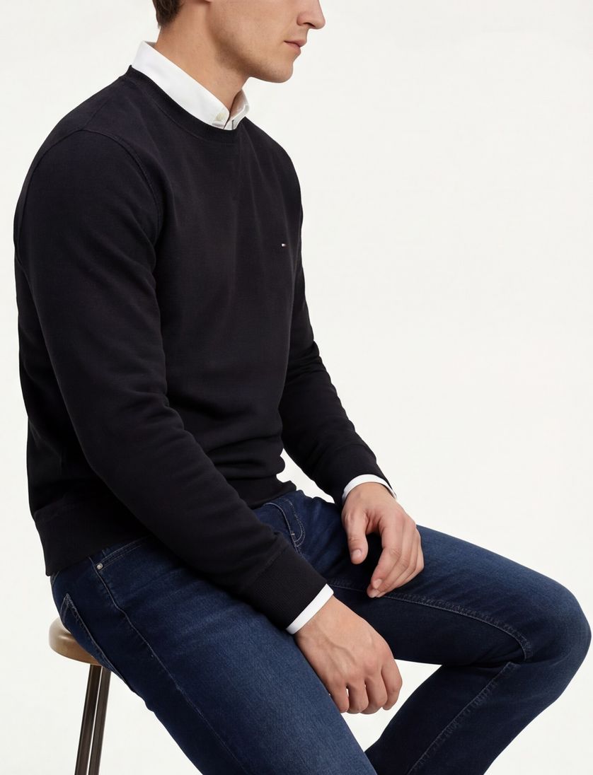 Tommy Hilfiger sweater zwart effen