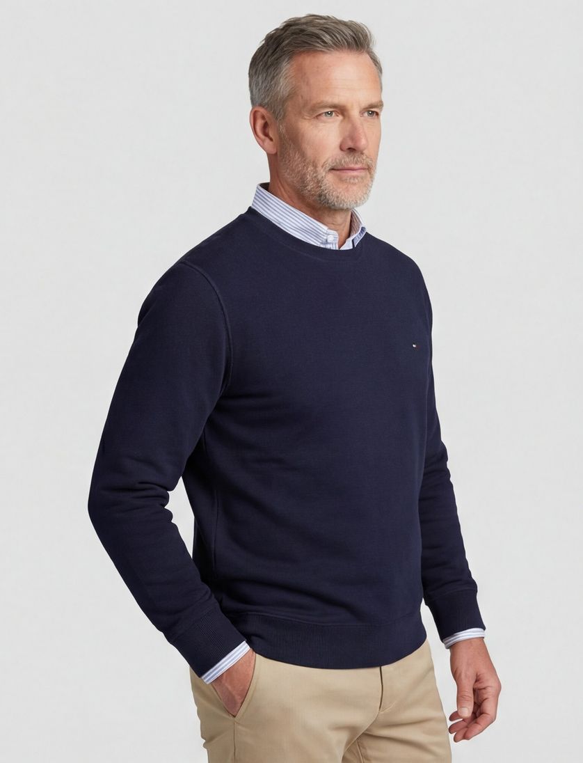 Tommy Hilfiger sweater donkerblauw fleece katoen