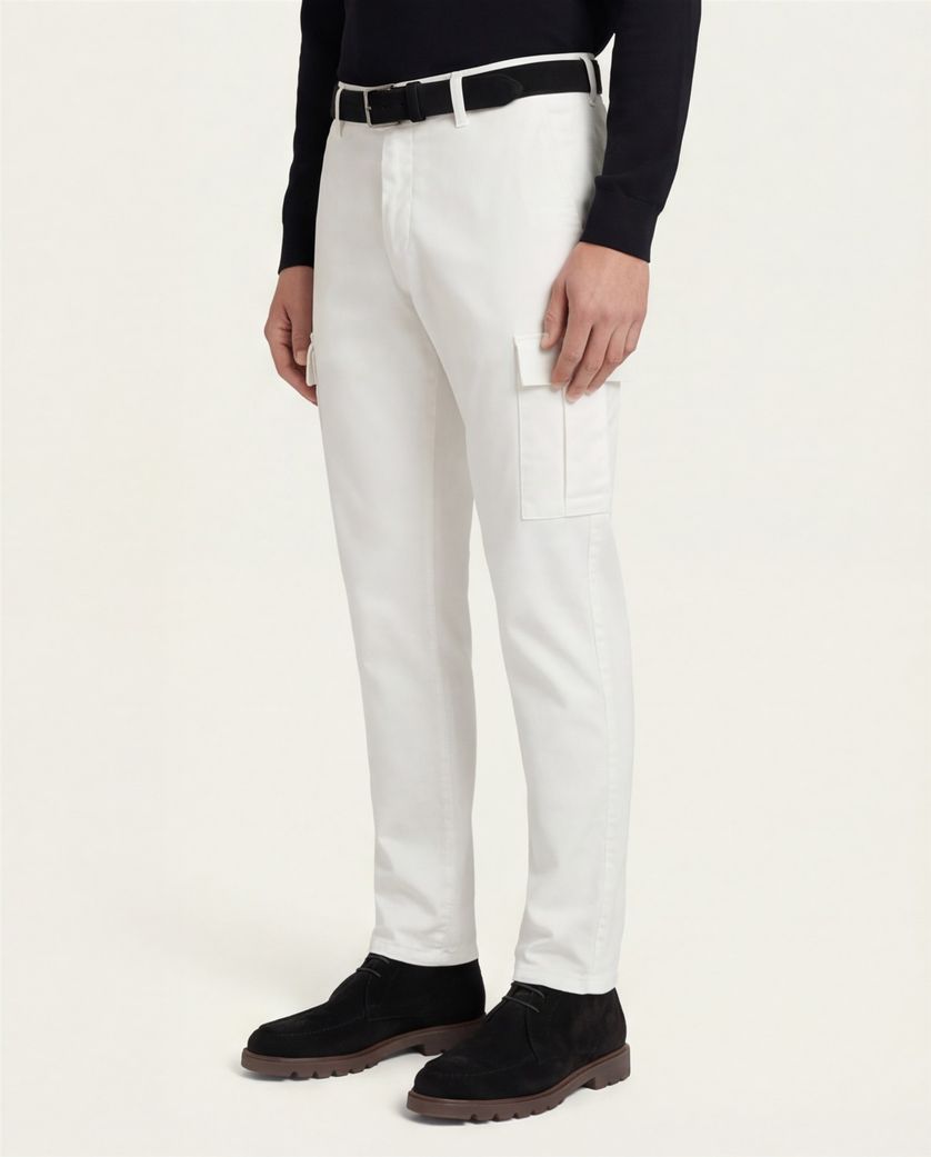 katoenen Tramarossa Amerigo 5-p pantalon spierwit effen slim fit