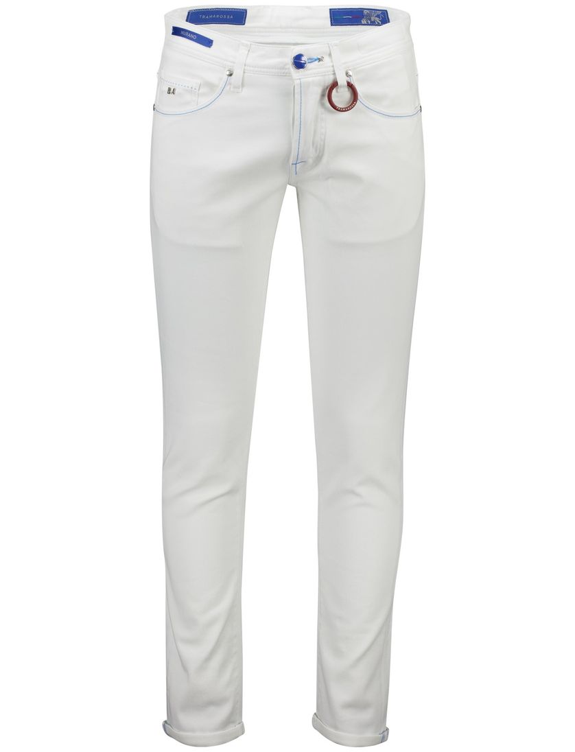 denim Tramarossa Leonardo 5-p pantalon effen sneeuw wit slim fit