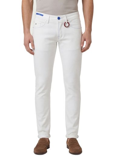 Tramarossa denim Tramarossa Leonardo 5-p pantalon effen sneeuw wit slim fit