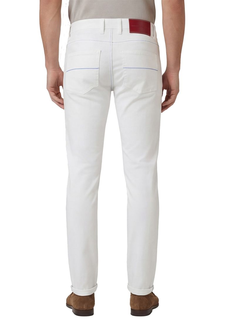 denim Tramarossa Leonardo 5-p pantalon effen sneeuw wit slim fit