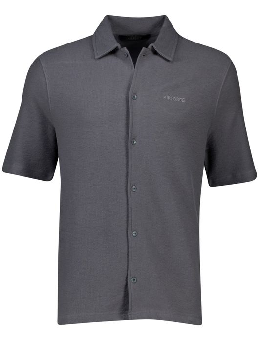Airforce overhemd korte mouw grijs effen