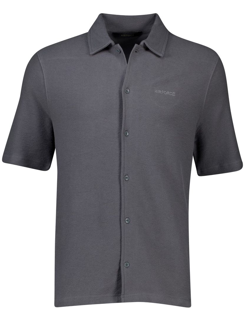 katoenen Airforce overshirt grijs effen slim fit