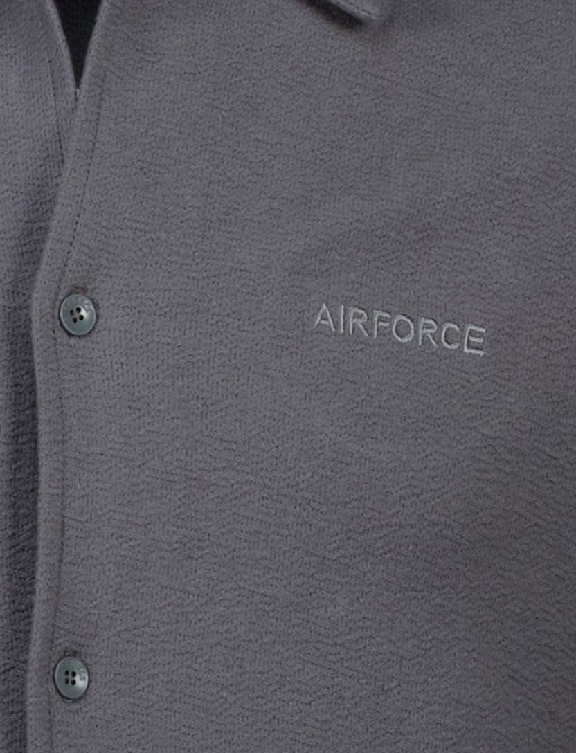 katoenen Airforce overshirt grijs effen slim fit