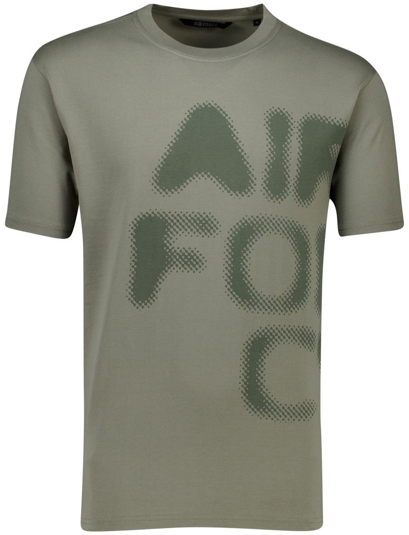 Airforce T-shirt groen korte mouw met print katoen