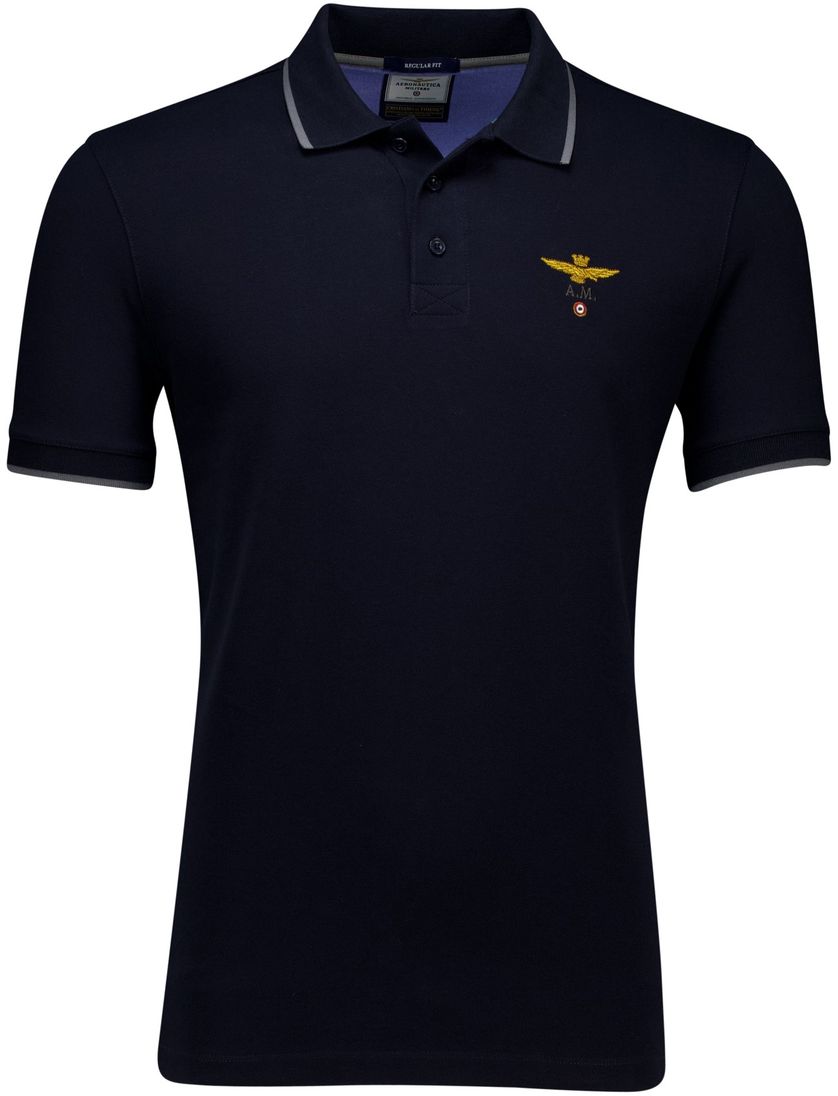 Aeronautica Militare polo donkerblauw effen katoen
