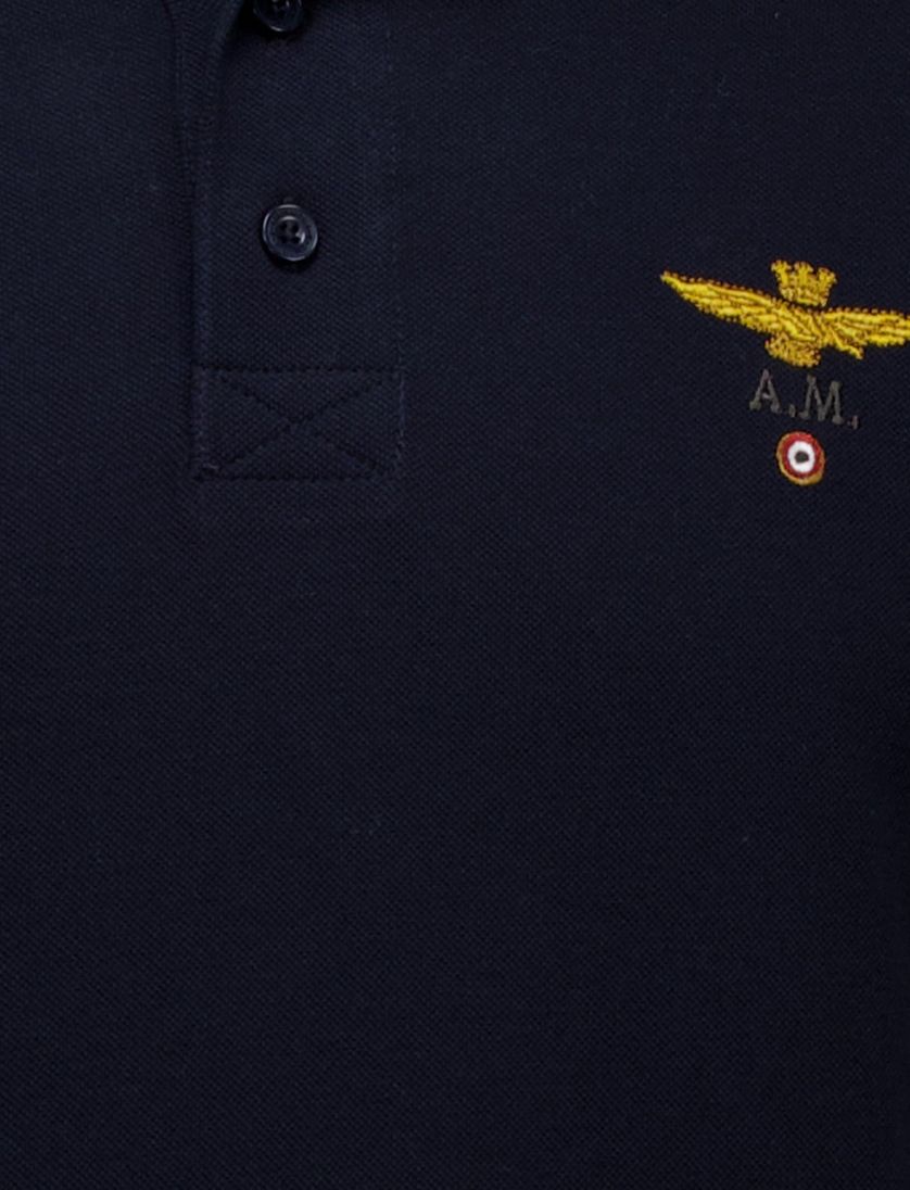 Aeronautica Militare polo donkerblauw effen katoen