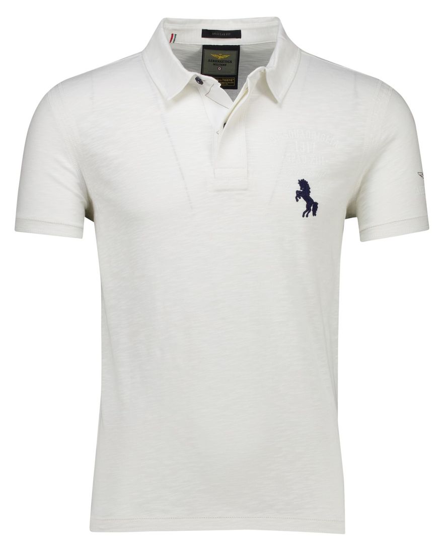 Aeronautica Militare polo wit gemeleerd Regular Fit jersey