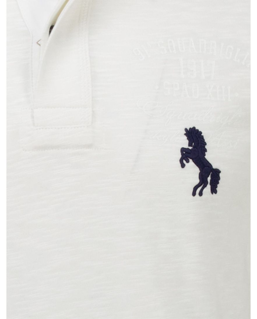 Aeronautica Militare polo wit gemeleerd Regular Fit jersey