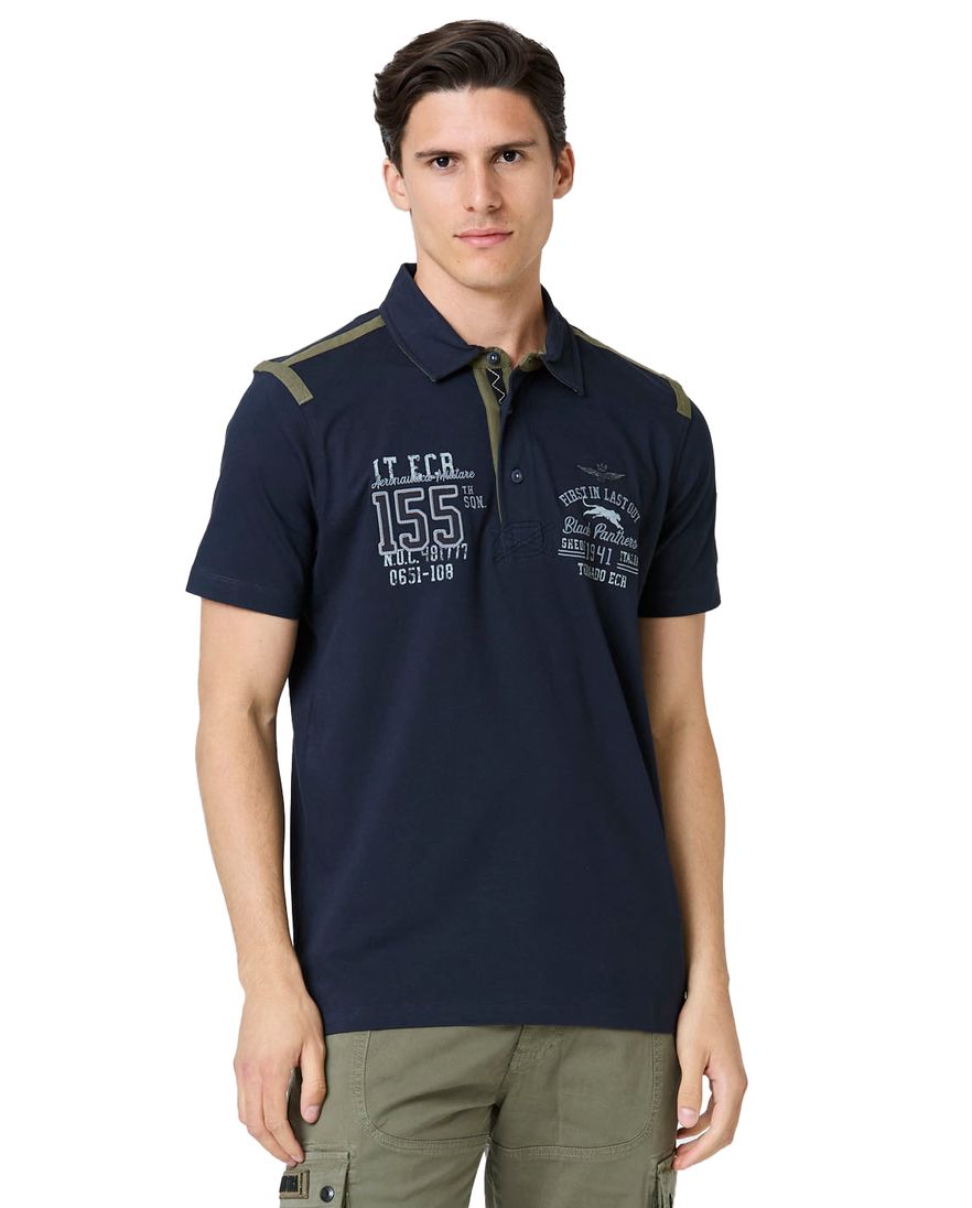 Aeronautica Militare polo donkerblauw katoen