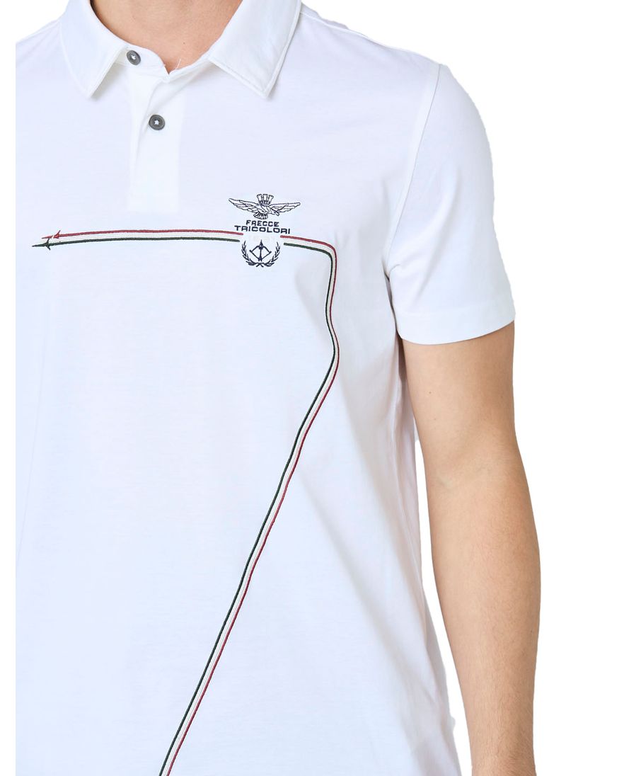Aeronautica Militare polo wit effen Regular Fit met logo