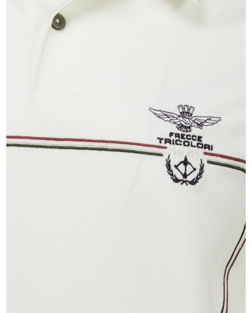 Aeronautica Militare polo wit effen Regular Fit met logo