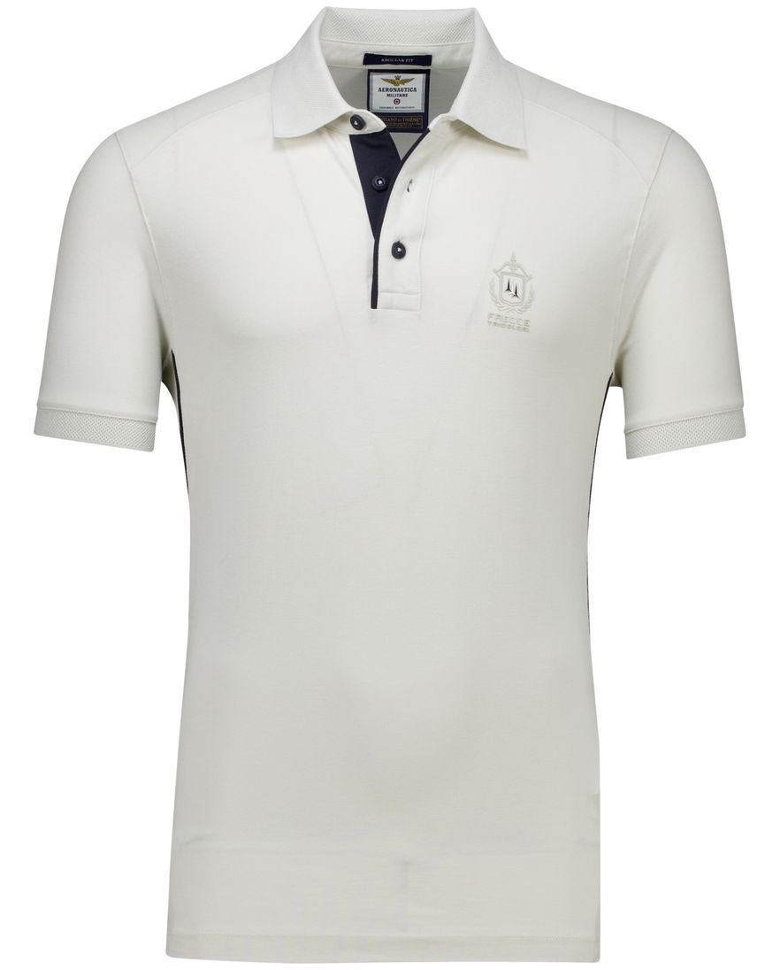 Aeronautica Militare polo wit effen korte mouw katoen