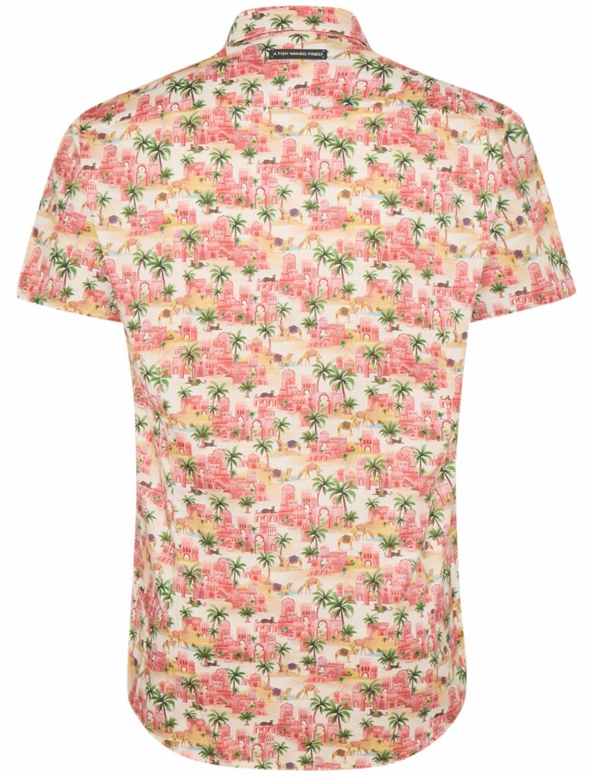 roze print A Fish Named Fred 'oasis' overhemd korte mouw