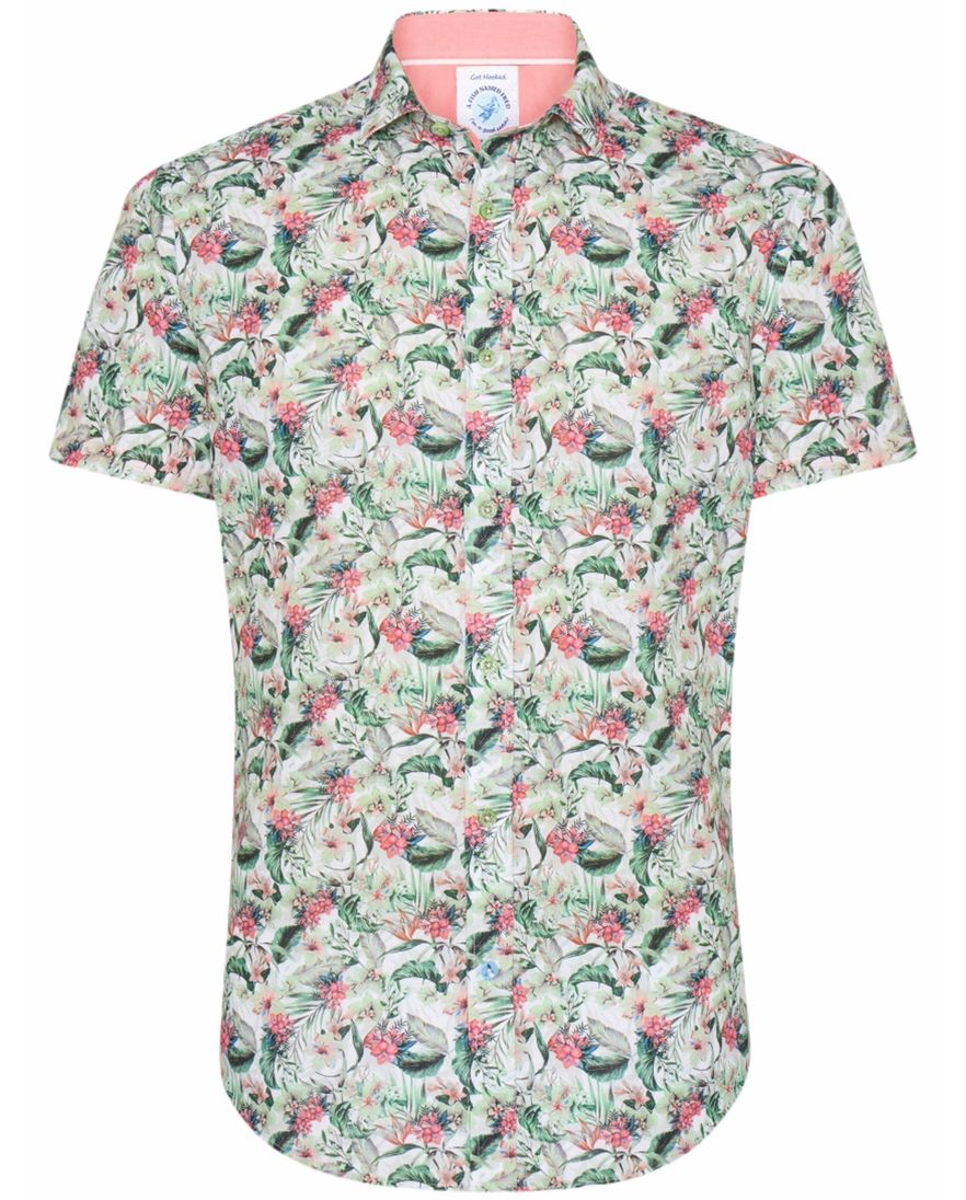 A Fish Named Fred 'floral' overhemd korte mouw groen print