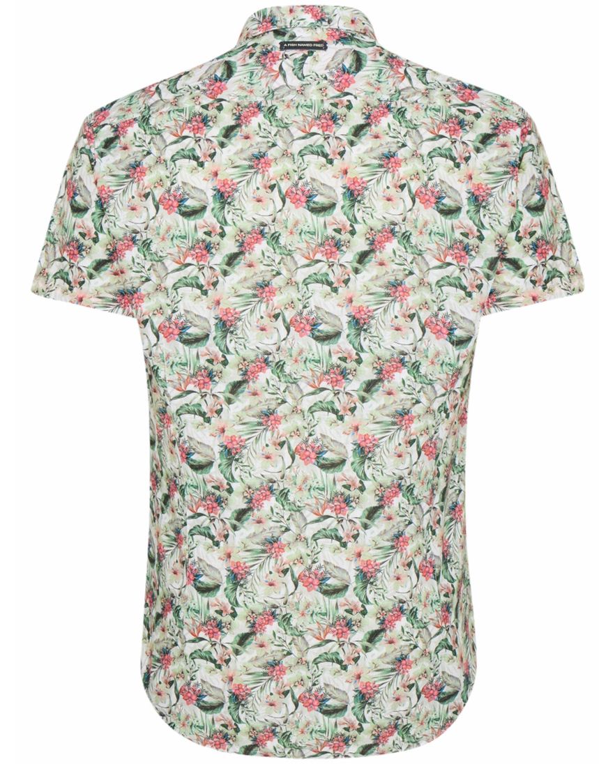 A Fish Named Fred 'floral' overhemd korte mouw groen print