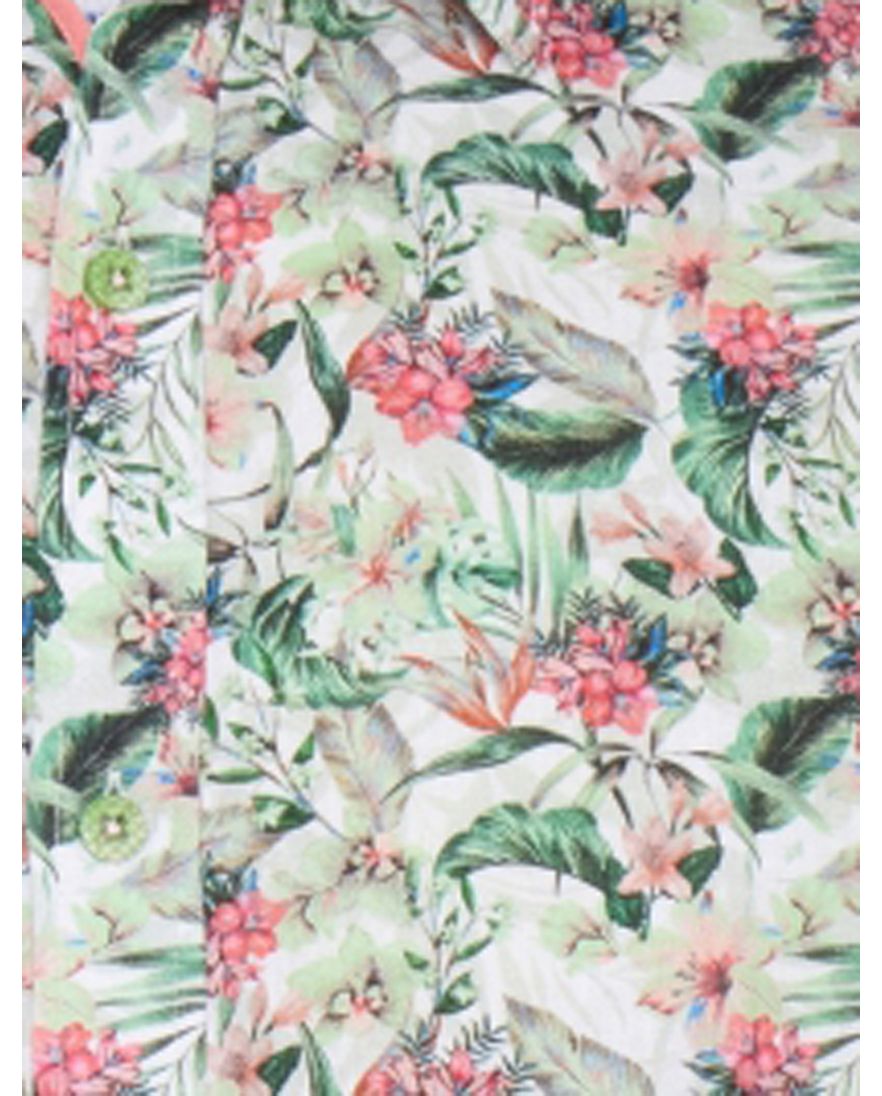 A Fish Named Fred 'floral' overhemd korte mouw groen print