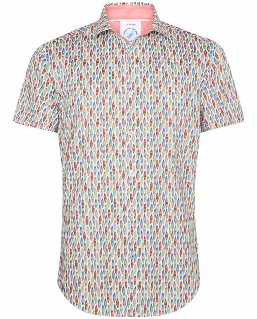 A Fish Named Fred 'boat' overhemd korte mouw multi color groen
